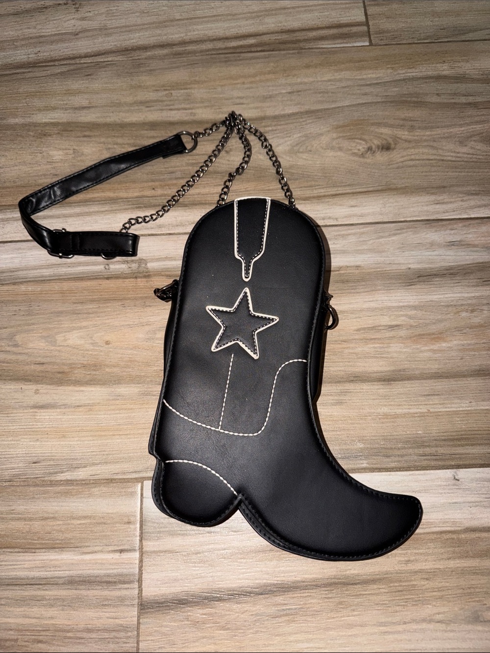 Black Star Cowboy Boot Crossbody Bag - Women Accessories